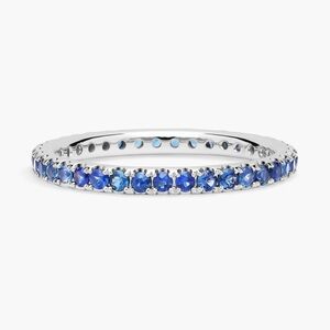 Blue Nile Riviera Pavé Sapphire Eternity Ring In 18k White Gold (1.5mm)